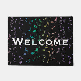 Tapete Notas da música do arco-íris no preto