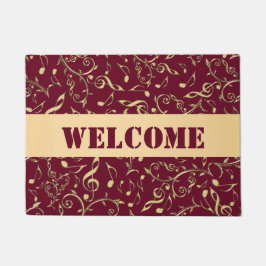 Tapete Notas Dourados da música com a esteira de porta