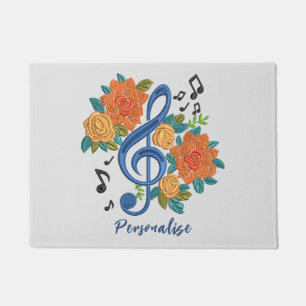 Tapete Notas Musicais das Flores Laranja