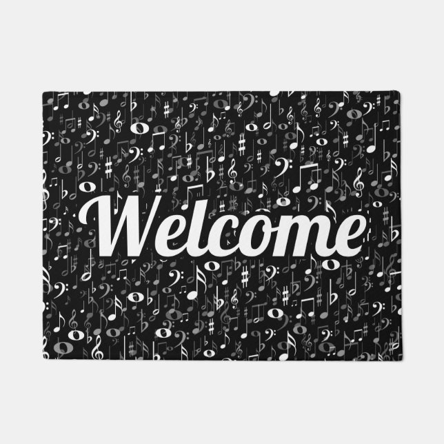 Tapete Notas musicais e boa vinda aleatórias dos símbolos (Frente)