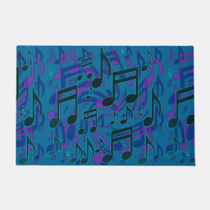 Tapete Notas Musicais Padrão Azul Roxo Verde