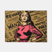 Nova ideia Retrô engraçado Mulher procurada Jornal