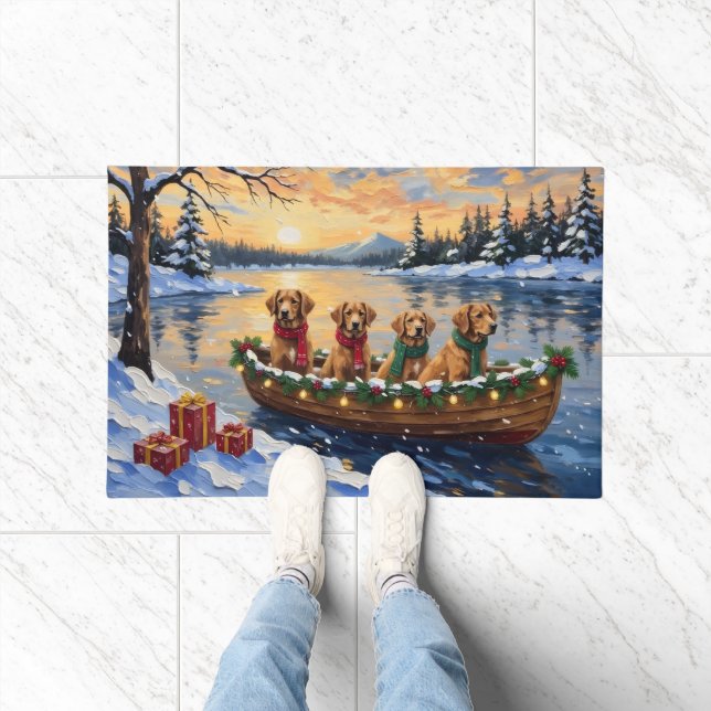 Tapete Nova Scotia Duck Tolling Retriever Christmas Boat  (Interior)