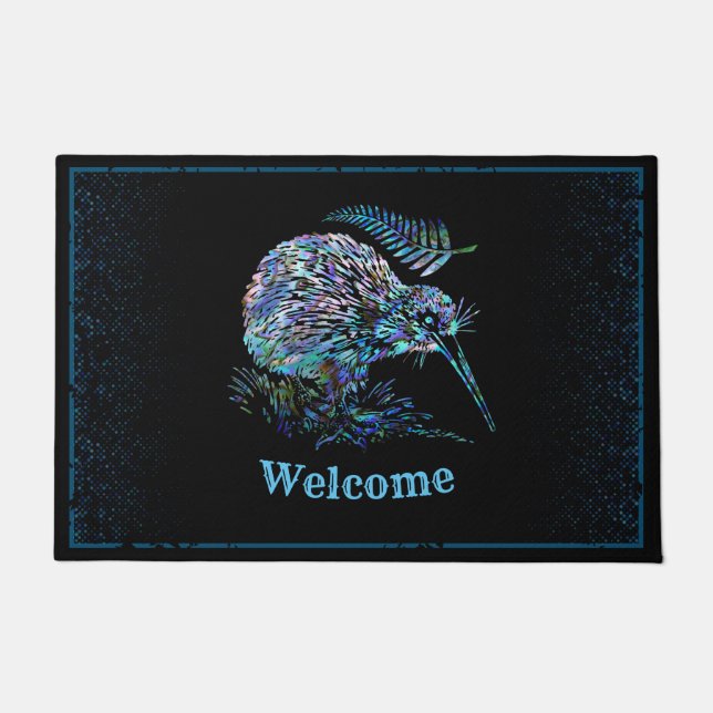 TAPETE NOVA ZEALAND KIWI E FERN PAUA DOORMAT (Frente)