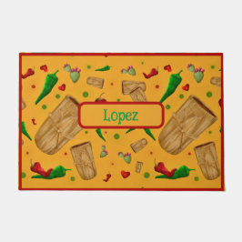 Tapete Novo México Red & Green Chile Tamales Zia Nopales