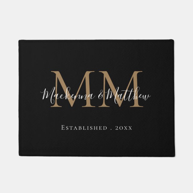 Tapete Novo nome do monograma Dourado preto Elegante mode (Frente)