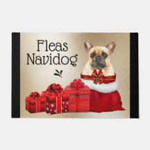 O biscoito francês engraçado pulga-natal navidog