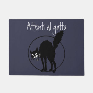 Tapete O italiano Beware da arte preta do gato de Sabo