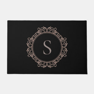 Tapete O monograma elegante cora preto