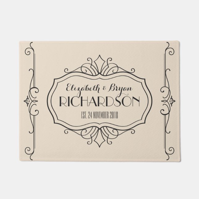 Tapete O monograma elegante do casamento escolhe sua (Frente)