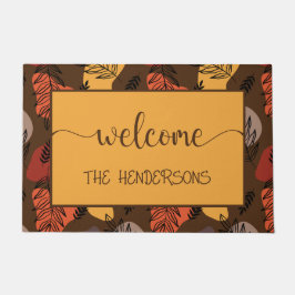 Tapete O outono moderno deixa o nome do monograma bem-vin