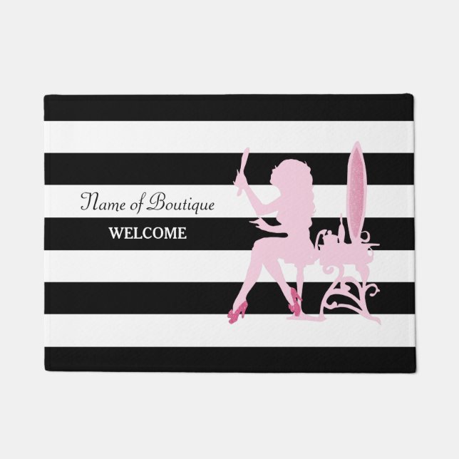 Tapete O preto cor-de-rosa chique da menina do Glitz (Frente)