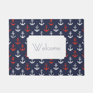 Tapete O teste padrão branco e azul vermelho   do marinh