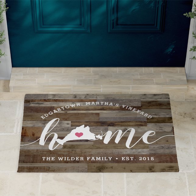 Tapete O Vineyard Home Town Personalized Wood Look da Mar (Criador carregado)