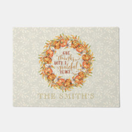 Tapete Obrigados Personalizados Pumpkin Wreath