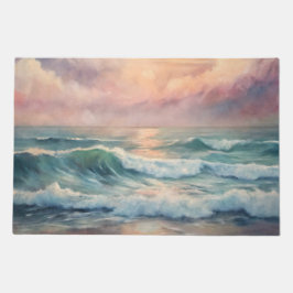 Tapete Oceano Majestoso Ondas Sunset Aquarela Costeira