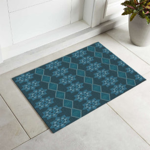 Tapete Octagon floral Turquesa Leafy e Padrões diagonais