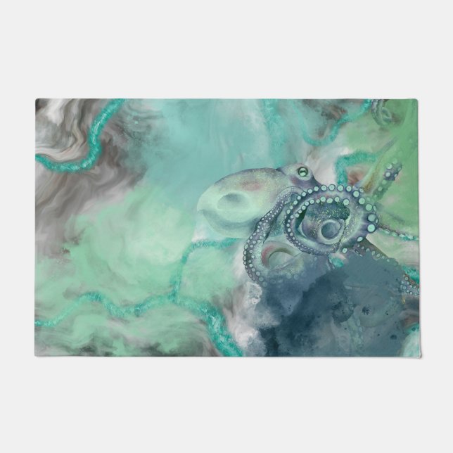 Tapete Octopus Aqua Ocean Aqua Sea Náutica (Frente)