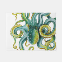 Octopus Blue Watercolor Art