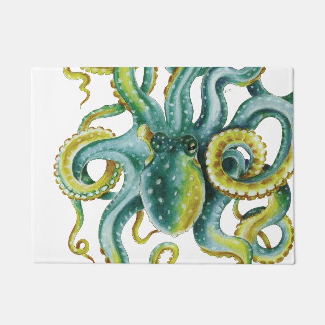 Tapete Octopus Blue Watercolor Art (Frente)