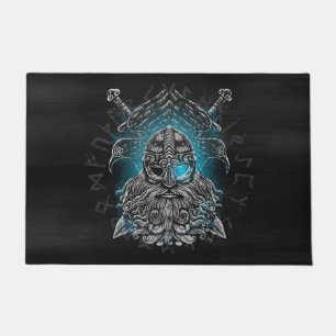 Tapete Odin com corvos e espadas Mitologia Viking azul