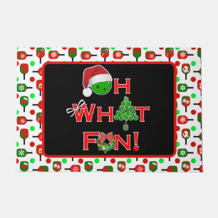 Tapete Oh, Que Belo Natal Pickleball Red Paddles Verdes