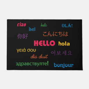 Tapete Olá em muitos idiomas Cor-de-rosa azul