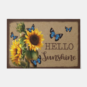 Tapete Olá Sunshine Sunflower Garden Mat, Borboleta