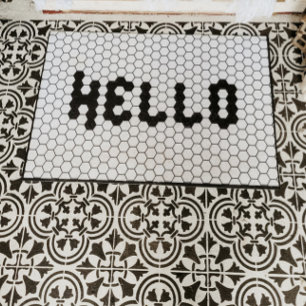 Tapete Olá Trendy Faux Azulejo Black and White Border