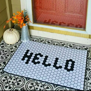 Tapete Olá, Trendy Faux Azulejo Black & White Thick Borde