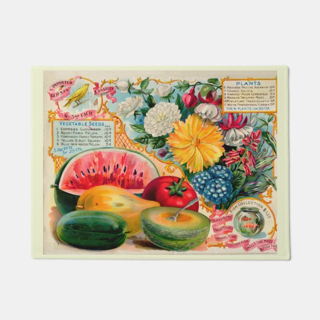 Tapete Old fashioned vegetable fruit flower seed advertis (Frente)