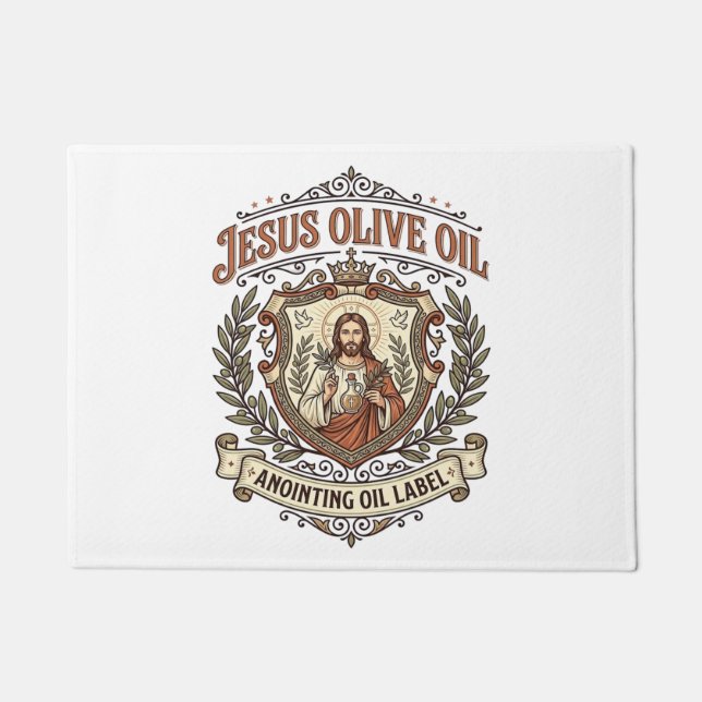 Tapete Óleo de Oliveira Jesus Óleo de Unção Rótulo Óleo d (Frente)