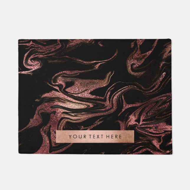 Tapete Olho de mármore preto rosa de cobre elegante (Frente)