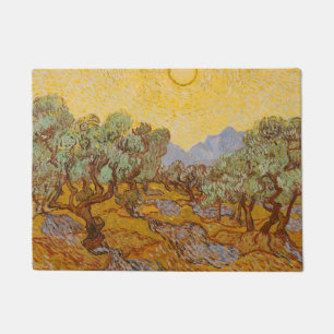 Tapete Oliveiras de Van Gogh Sol Amarelo Céu