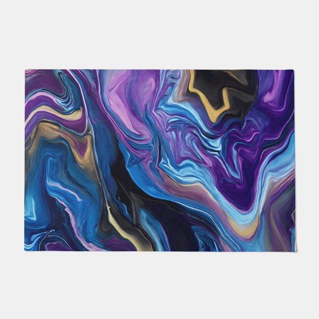 Tapete Ondas Coloridas Casas de Boas-vindas Azuis Roxo (Frente)