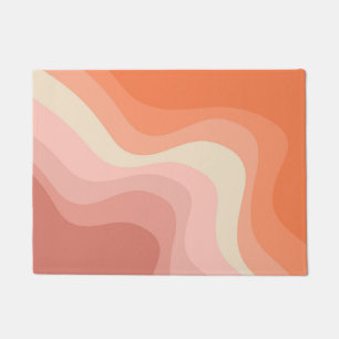 Tapete Ondas do estilo retrô cor-de-rosa e laranja