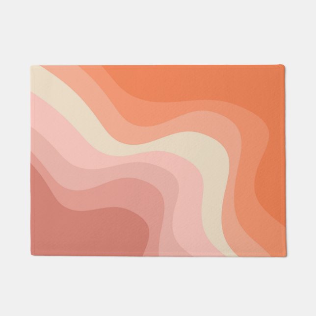 Tapete Ondas do estilo retrô cor-de-rosa e laranja (Frente)