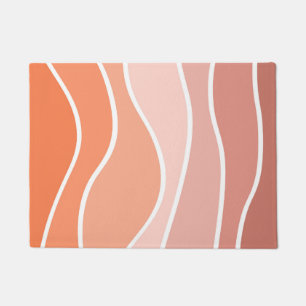 Tapete Ondas do estilo retrô cor-de-rosa e laranja