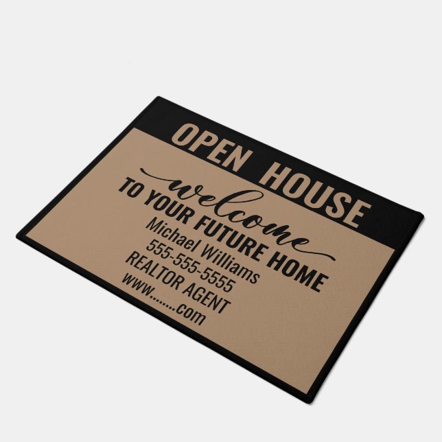 Tapete Open House Custom Realtor Welcome for Clients (Inclinado)