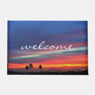 Tapete Orange Blue Clouds Sunset Landscape Photo Welcome