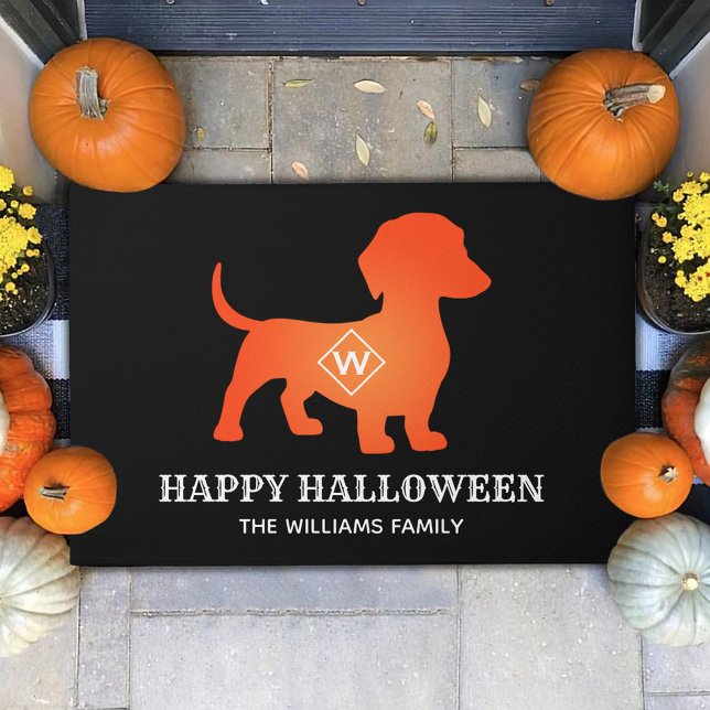 Tapete Orange Dachshund Happy Halloween Family (Criador carregado)
