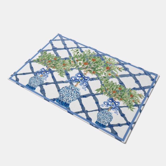 Tapete Orange Tree Chinoiserie Ginger Jar Jars Topiary (Inclinado)