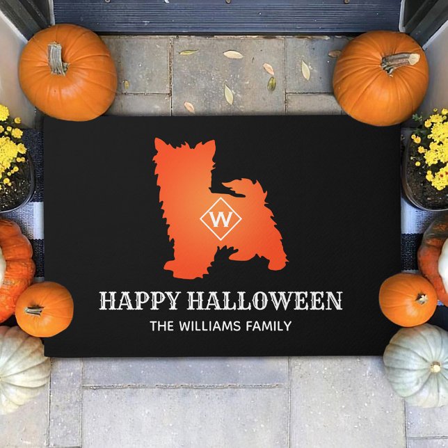 Tapete Orange Yorkie Happy Halloween Family (Criador carregado)