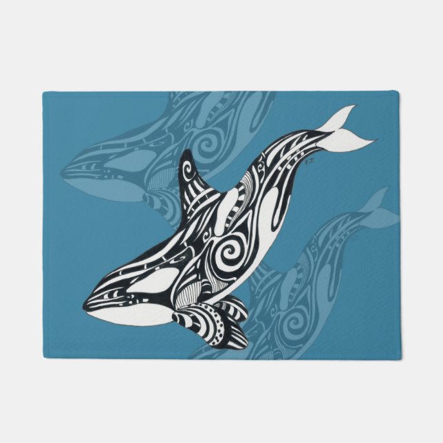 Tapete Orca Killer Whale Tlingue Indigo Blue ink (Frente)