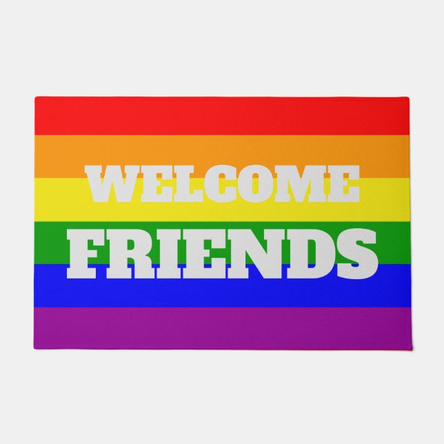 Tapete Orgulho gay Rainbow flag Welcome Friends (Frente)