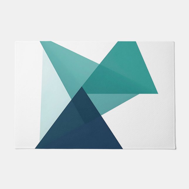 Tapete Origami Geométrico Abstrato Azul Turquesa (Frente)