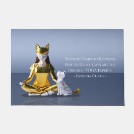 Tapete Origami Gold Foil Yoga Meditando Mulher-Gato