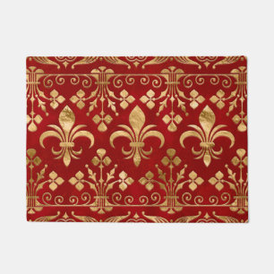 Tapete Ornamento de Fleur-de-lis Vermelho de luxo