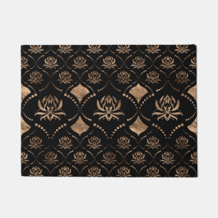 Tapete Ornamento de luxo Lotus Flower - preto e ouro