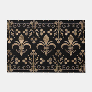 Tapete Ornamento real preto e dourado Fleur-de-lis